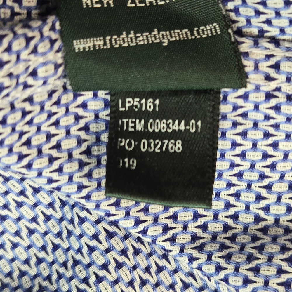 Rodd & Gunn L Italian‎ Cotton Shirt Blue White Geometric Microprint Sports Fit - Picture 11 of 14